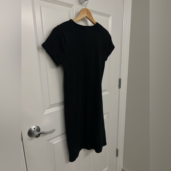 Madewell Bodycon Black Ribbed Dress with Buttons - Picture 6 of 8